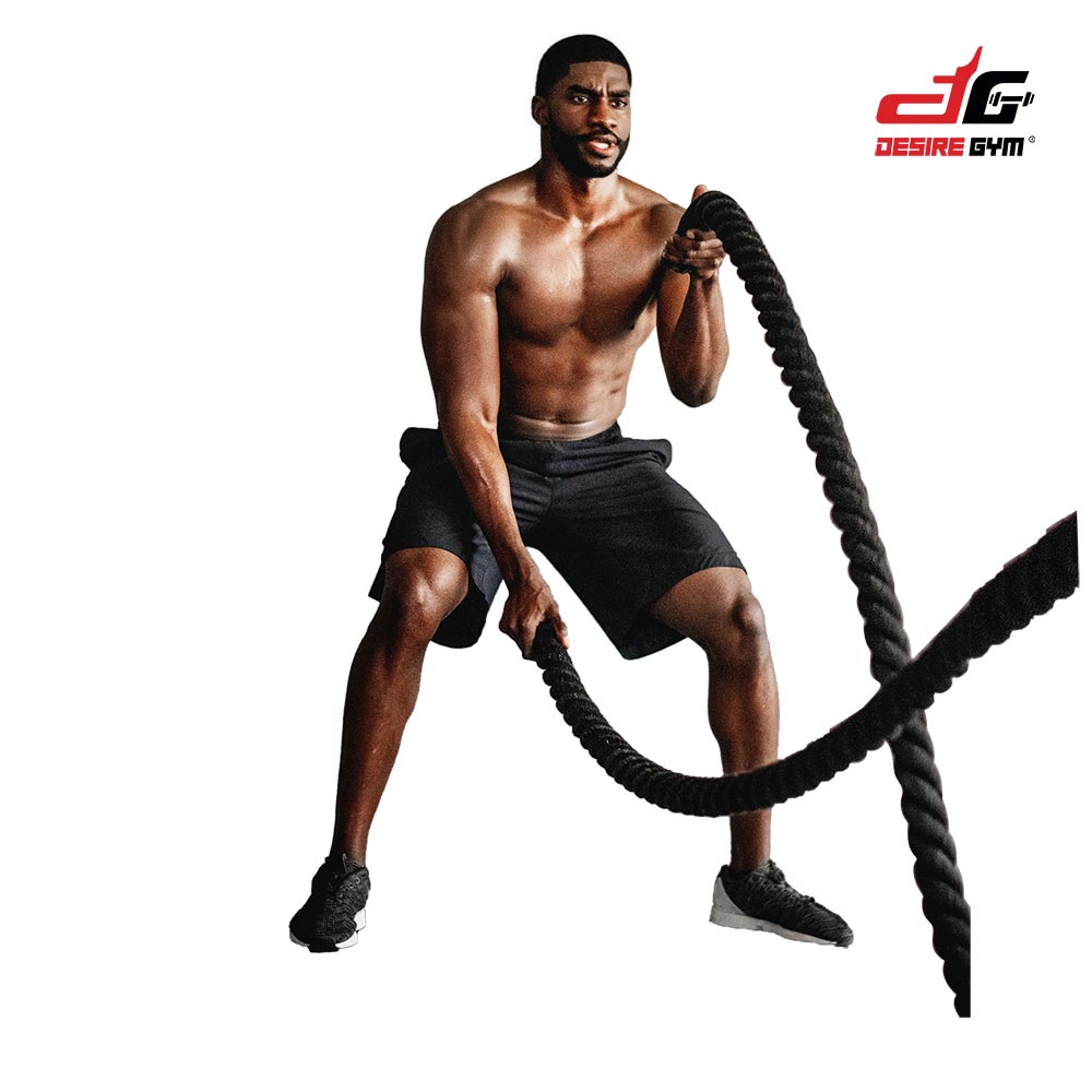 Skip Rope Fitness Rope Sport Man Doing Battle Ropes