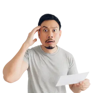 A man is shocked surprised